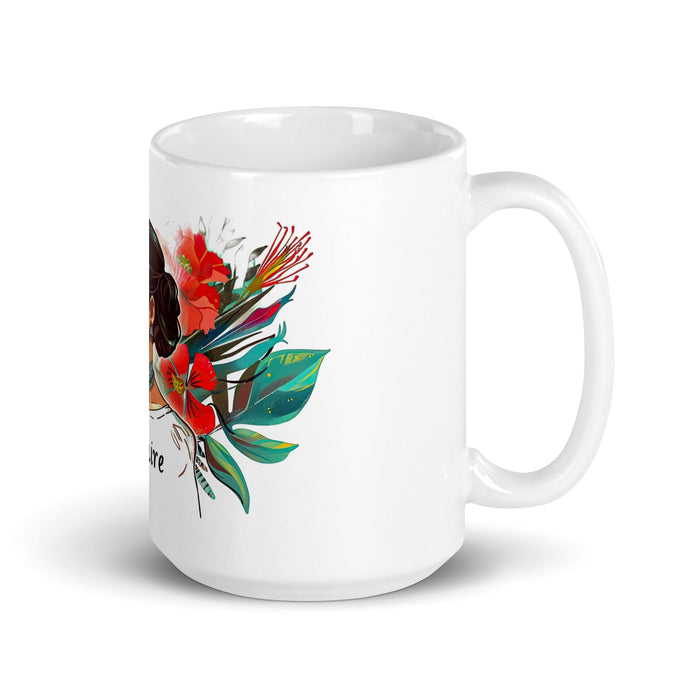 Claire Exclusive Name Art Piece Home Office Work Coffee Mug Mexican Spanish Pride Gift Cup One-Of-A-Kind Calligraphy White Glossy Mug | C1 Mexicada 15 oz