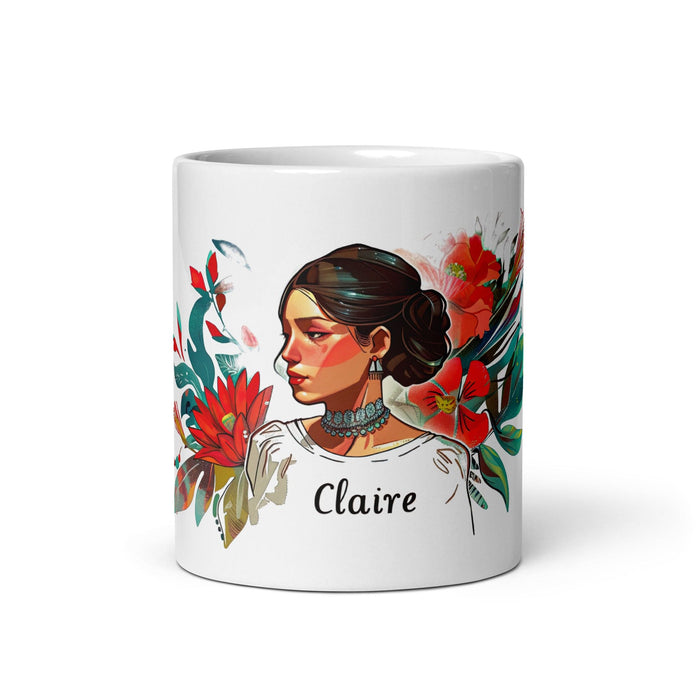 Claire Exclusive Name Art Piece Home Office Work Coffee Mug Mexican Spanish Pride Gift Cup One-Of-A-Kind Calligraphy White Glossy Mug | C1 Mexicada