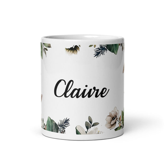 Claire Exclusive Name Art Piece Home Office Work Coffee Mug Mexican Spanish Pride Gift Cup One-Of-A-Kind Calligraphy White Glossy Mug | C10 Mexicada