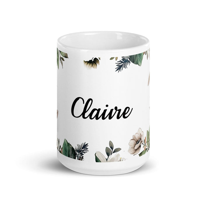 Claire Exclusive Name Art Piece Home Office Work Coffee Mug Mexican Spanish Pride Gift Cup One-Of-A-Kind Calligraphy White Glossy Mug | C10 Mexicada