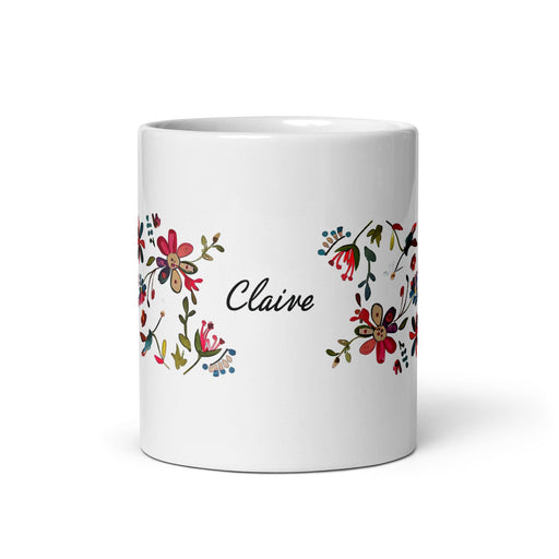 Claire Exclusive Name Art Piece Home Office Work Coffee Mug Mexican Spanish Pride Gift Cup One-Of-A-Kind Calligraphy White Glossy Mug | C11 Mexicada