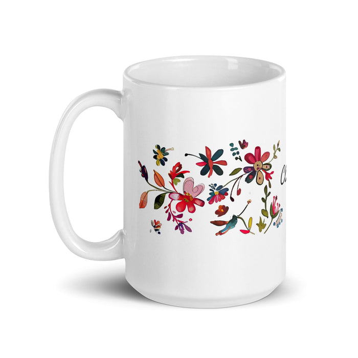 Claire Exclusive Name Art Piece Home Office Work Coffee Mug Mexican Spanish Pride Gift Cup One-Of-A-Kind Calligraphy White Glossy Mug | C11 Mexicada