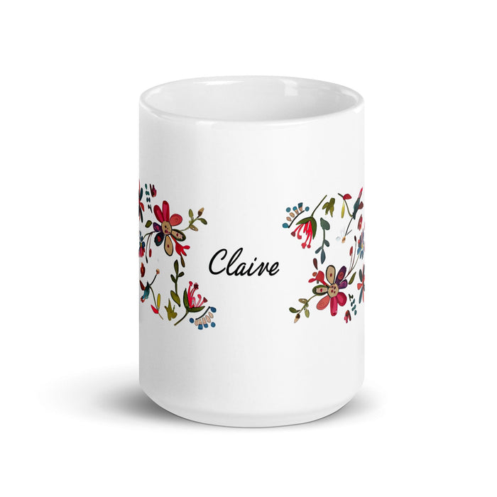 Claire Exclusive Name Art Piece Home Office Work Coffee Mug Mexican Spanish Pride Gift Cup One-Of-A-Kind Calligraphy White Glossy Mug | C11 Mexicada