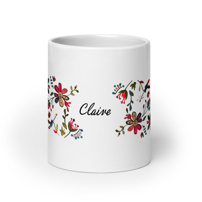 Claire Exclusive Name Art Piece Home Office Work Coffee Mug Mexican Spanish Pride Gift Cup One-Of-A-Kind Calligraphy White Glossy Mug | C11 Mexicada