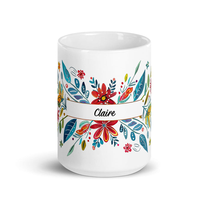 Claire Exclusive Name Art Piece Home Office Work Coffee Mug Mexican Spanish Pride Gift Cup One-Of-A-Kind Calligraphy White Glossy Mug | C12 Mexicada