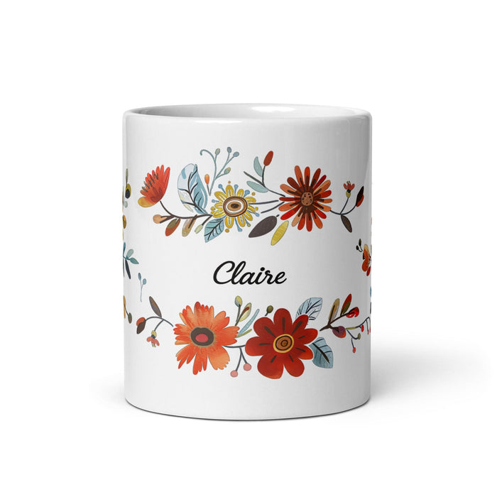 Claire Exclusive Name Art Piece Home Office Work Coffee Mug Mexican Spanish Pride Gift Cup One-Of-A-Kind Calligraphy White Glossy Mug | C13 Mexicada