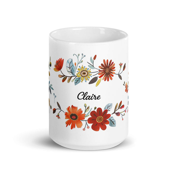 Claire Exclusive Name Art Piece Home Office Work Coffee Mug Mexican Spanish Pride Gift Cup One-Of-A-Kind Calligraphy White Glossy Mug | C13 Mexicada