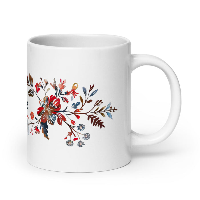 Claire Exclusive Name Art Piece Home Office Work Coffee Mug Mexican Spanish Pride Gift Cup One-Of-A-Kind Calligraphy White Glossy Mug | C14 Mexicada 20 oz