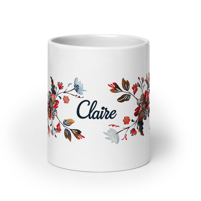 Claire Exclusive Name Art Piece Home Office Work Coffee Mug Mexican Spanish Pride Gift Cup One-Of-A-Kind Calligraphy White Glossy Mug | C14 Mexicada