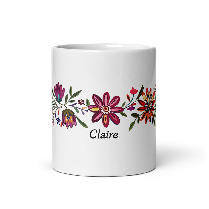 Claire Exclusive Name Art Piece Home Office Work Coffee Mug Mexican Spanish Pride Gift Cup One-Of-A-Kind Calligraphy White Glossy Mug | C15 Mexicada