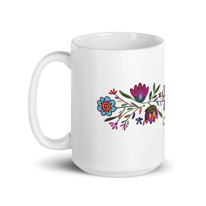 Claire Exclusive Name Art Piece Home Office Work Coffee Mug Mexican Spanish Pride Gift Cup One-Of-A-Kind Calligraphy White Glossy Mug | C15 Mexicada