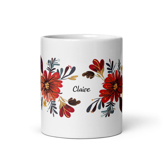 Claire Exclusive Name Art Piece Home Office Work Coffee Mug Mexican Spanish Pride Gift Cup One-Of-A-Kind Calligraphy White Glossy Mug | C16 Mexicada