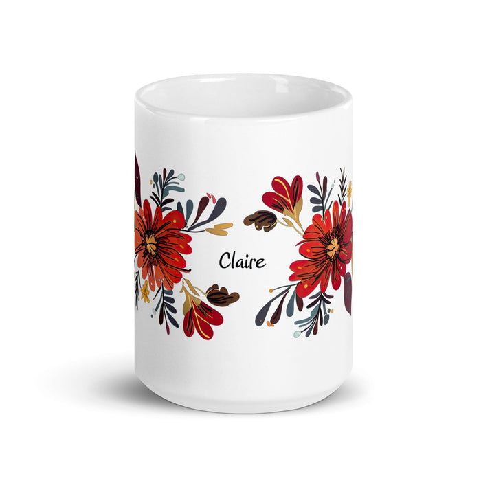 Claire Exclusive Name Art Piece Home Office Work Coffee Mug Mexican Spanish Pride Gift Cup One-Of-A-Kind Calligraphy White Glossy Mug | C16 Mexicada