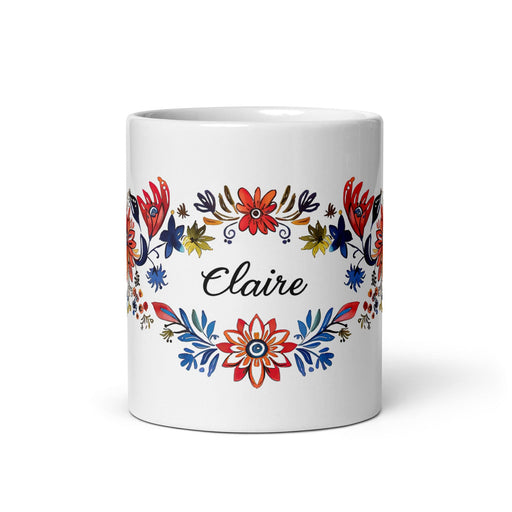 Claire Exclusive Name Art Piece Home Office Work Coffee Mug Mexican Spanish Pride Gift Cup One-Of-A-Kind Calligraphy White Glossy Mug | C17 Mexicada