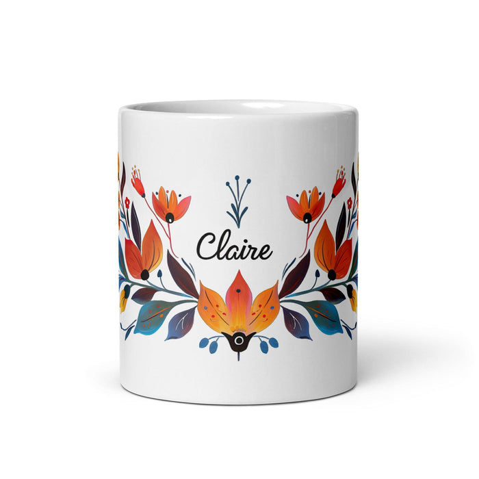 Claire Exclusive Name Art Piece Home Office Work Coffee Mug Mexican Spanish Pride Gift Cup One-Of-A-Kind Calligraphy White Glossy Mug | C19 Mexicada