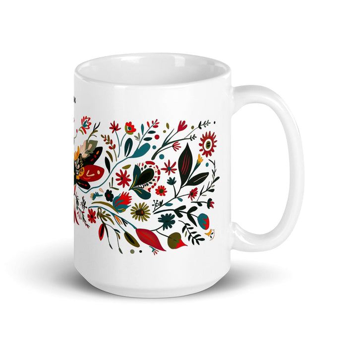 Claire Exclusive Name Art Piece Home Office Work Coffee Mug Mexican Spanish Pride Gift Cup One-Of-A-Kind Calligraphy White Glossy Mug | C2 Mexicada 15 oz