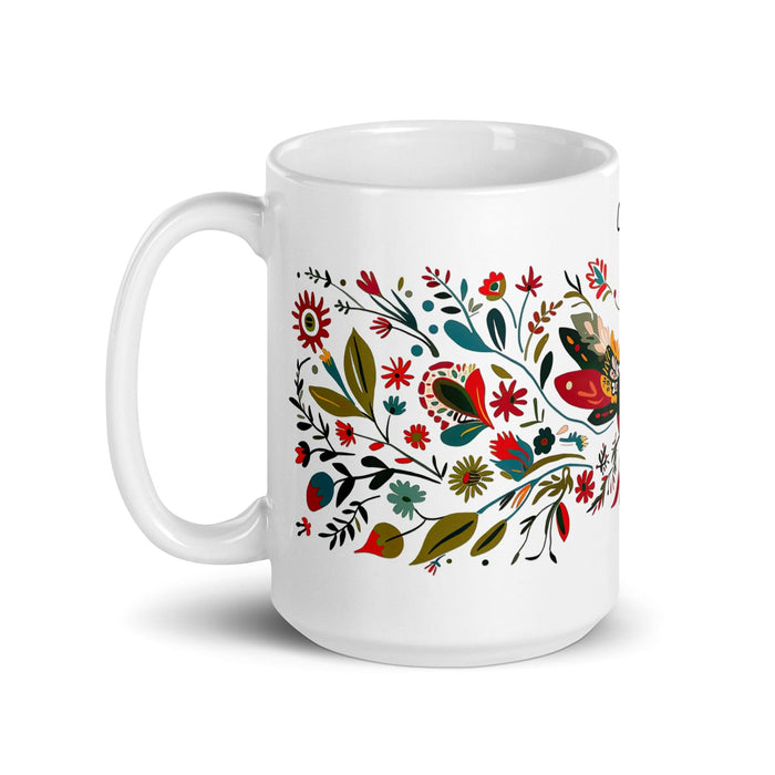 Claire Exclusive Name Art Piece Home Office Work Coffee Mug Mexican Spanish Pride Gift Cup One-Of-A-Kind Calligraphy White Glossy Mug | C2 Mexicada