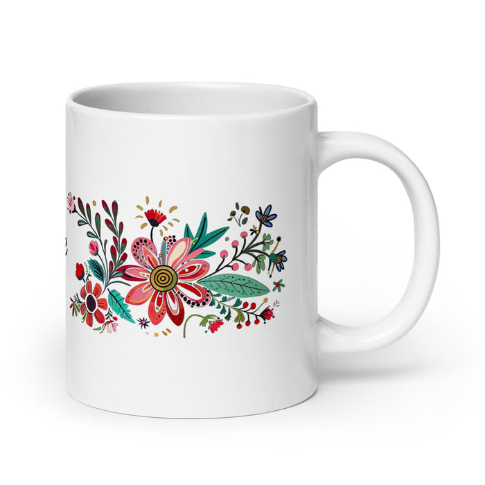 Claire Exclusive Name Art Piece Home Office Work Coffee Mug Mexican Spanish Pride Gift Cup One-Of-A-Kind Calligraphy White Glossy Mug | C21 Mexicada 20 oz