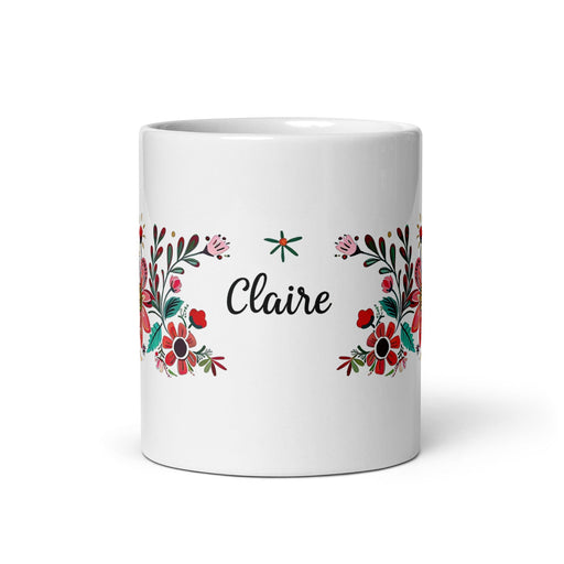 Claire Exclusive Name Art Piece Home Office Work Coffee Mug Mexican Spanish Pride Gift Cup One-Of-A-Kind Calligraphy White Glossy Mug | C21 Mexicada