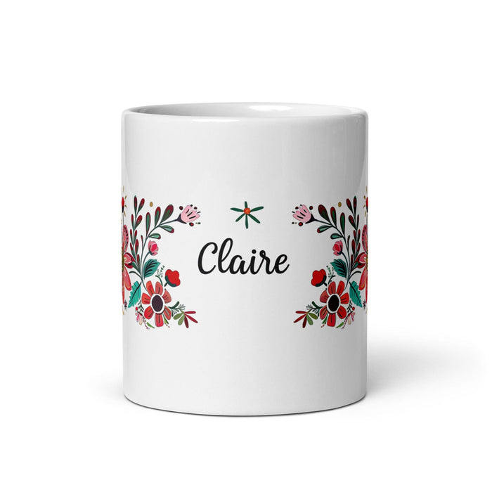 Claire Exclusive Name Art Piece Home Office Work Coffee Mug Mexican Spanish Pride Gift Cup One-Of-A-Kind Calligraphy White Glossy Mug | C21 Mexicada