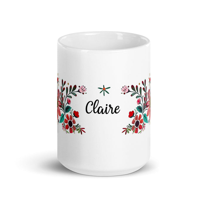 Claire Exclusive Name Art Piece Home Office Work Coffee Mug Mexican Spanish Pride Gift Cup One-Of-A-Kind Calligraphy White Glossy Mug | C21 Mexicada