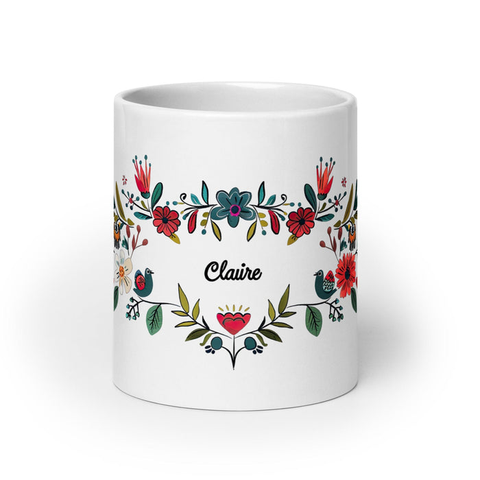 Claire Exclusive Name Art Piece Home Office Work Coffee Mug Mexican Spanish Pride Gift Cup One-Of-A-Kind Calligraphy White Glossy Mug | C22 Mexicada