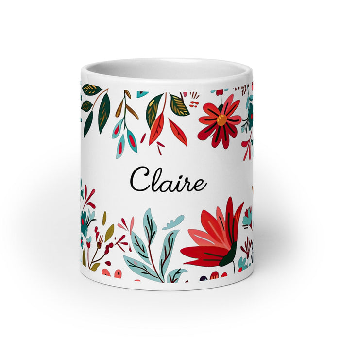 Claire Exclusive Name Art Piece Home Office Work Coffee Mug Mexican Spanish Pride Gift Cup One-Of-A-Kind Calligraphy White Glossy Mug | C23 Mexicada