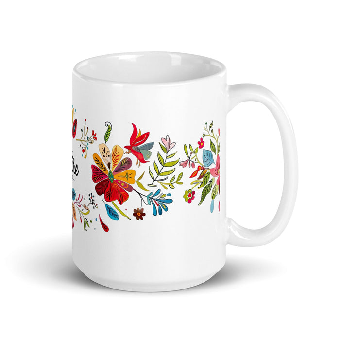 Claire Exclusive Name Art Piece Home Office Work Coffee Mug Mexican Spanish Pride Gift Cup One-Of-A-Kind Calligraphy White Glossy Mug | C24 Mexicada 15 oz