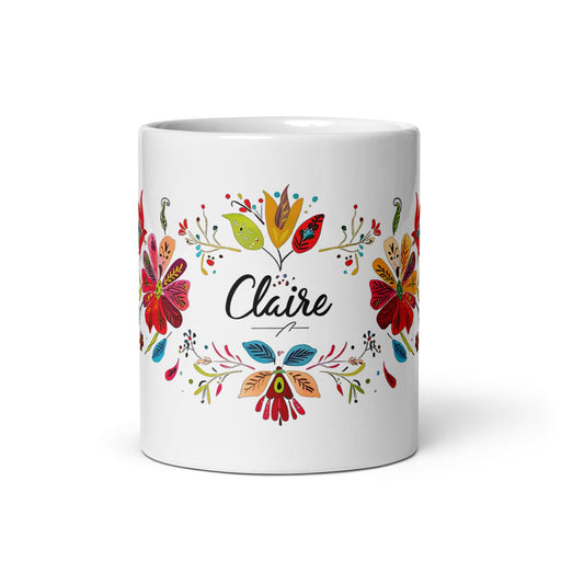 Claire Exclusive Name Art Piece Home Office Work Coffee Mug Mexican Spanish Pride Gift Cup One-Of-A-Kind Calligraphy White Glossy Mug | C24 Mexicada