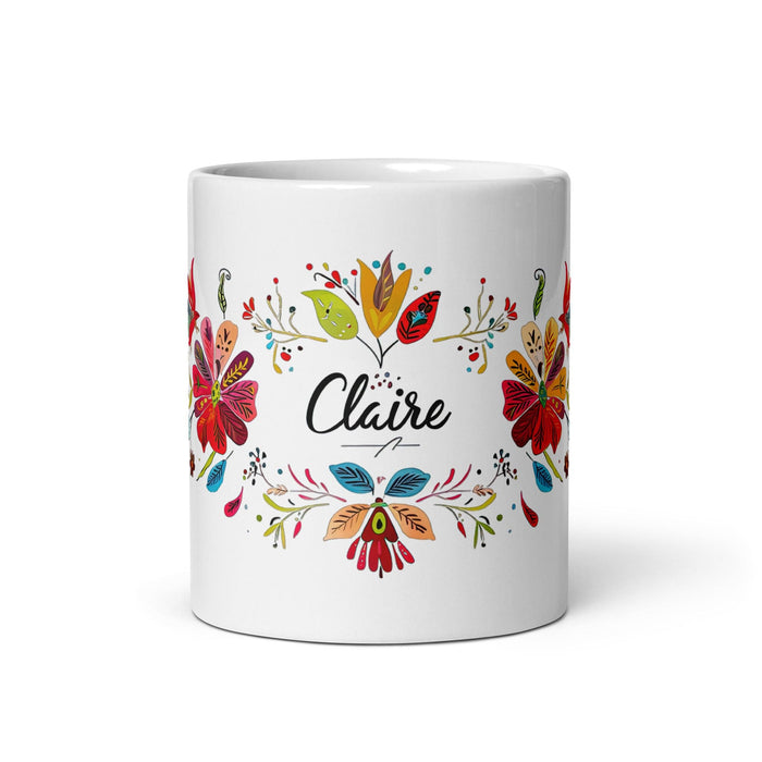 Claire Exclusive Name Art Piece Home Office Work Coffee Mug Mexican Spanish Pride Gift Cup One-Of-A-Kind Calligraphy White Glossy Mug | C24 Mexicada