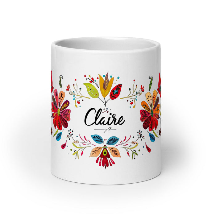 Claire Exclusive Name Art Piece Home Office Work Coffee Mug Mexican Spanish Pride Gift Cup One-Of-A-Kind Calligraphy White Glossy Mug | C24 Mexicada