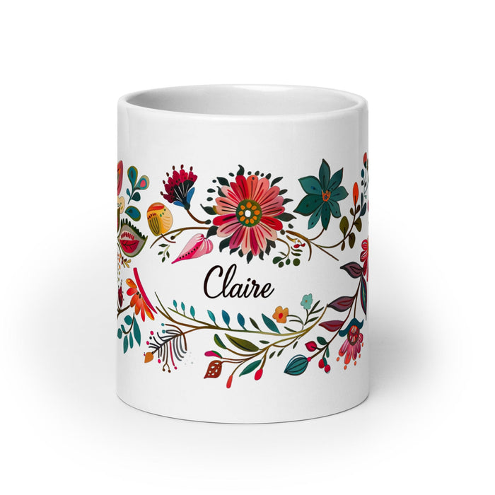 Claire Exclusive Name Art Piece Home Office Work Coffee Mug Mexican Spanish Pride Gift Cup One-Of-A-Kind Calligraphy White Glossy Mug | C25 Mexicada