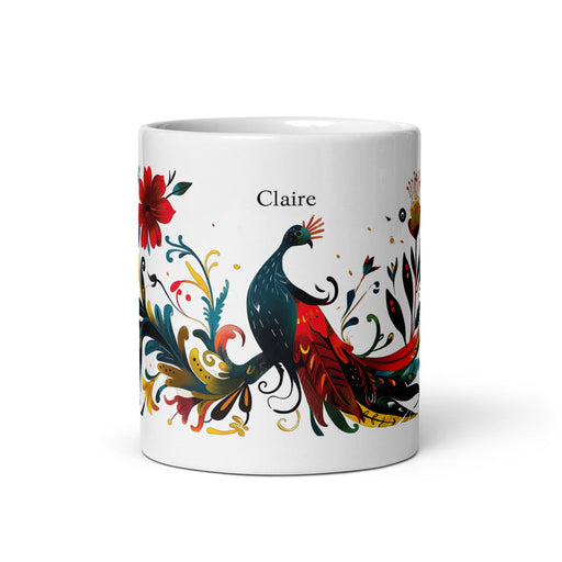 Claire Exclusive Name Art Piece Home Office Work Coffee Mug Mexican Spanish Pride Gift Cup One-Of-A-Kind Calligraphy White Glossy Mug | C26 Mexicada