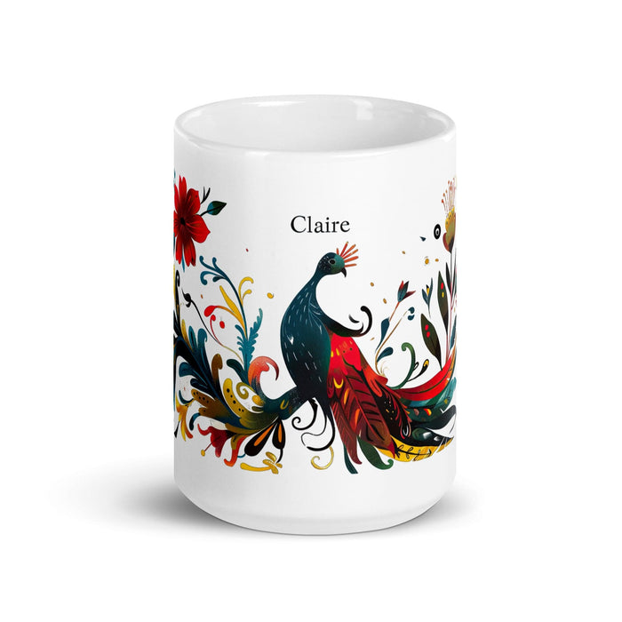 Claire Exclusive Name Art Piece Home Office Work Coffee Mug Mexican Spanish Pride Gift Cup One-Of-A-Kind Calligraphy White Glossy Mug | C26 Mexicada