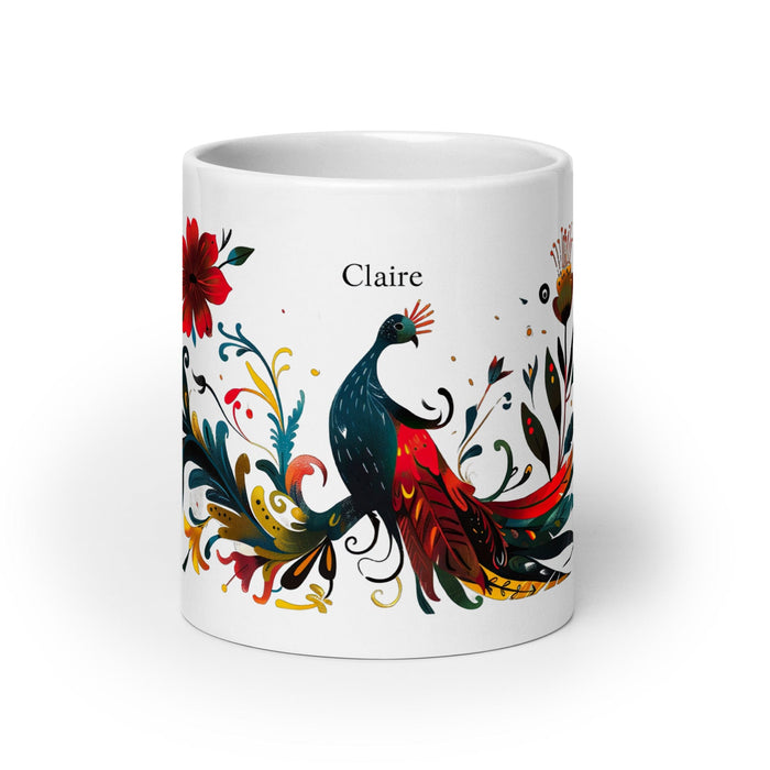 Claire Exclusive Name Art Piece Home Office Work Coffee Mug Mexican Spanish Pride Gift Cup One-Of-A-Kind Calligraphy White Glossy Mug | C26 Mexicada