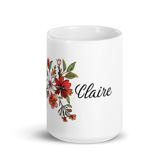 Claire Exclusive Name Art Piece Home Office Work Coffee Mug Mexican Spanish Pride Gift Cup One-Of-A-Kind Calligraphy White Glossy Mug | C27 Mexicada