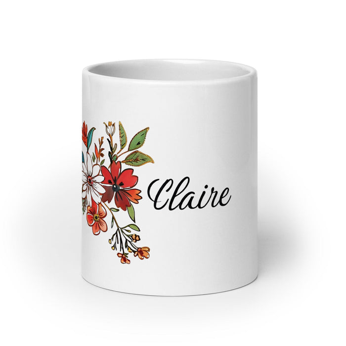 Claire Exclusive Name Art Piece Home Office Work Coffee Mug Mexican Spanish Pride Gift Cup One-Of-A-Kind Calligraphy White Glossy Mug | C27 Mexicada