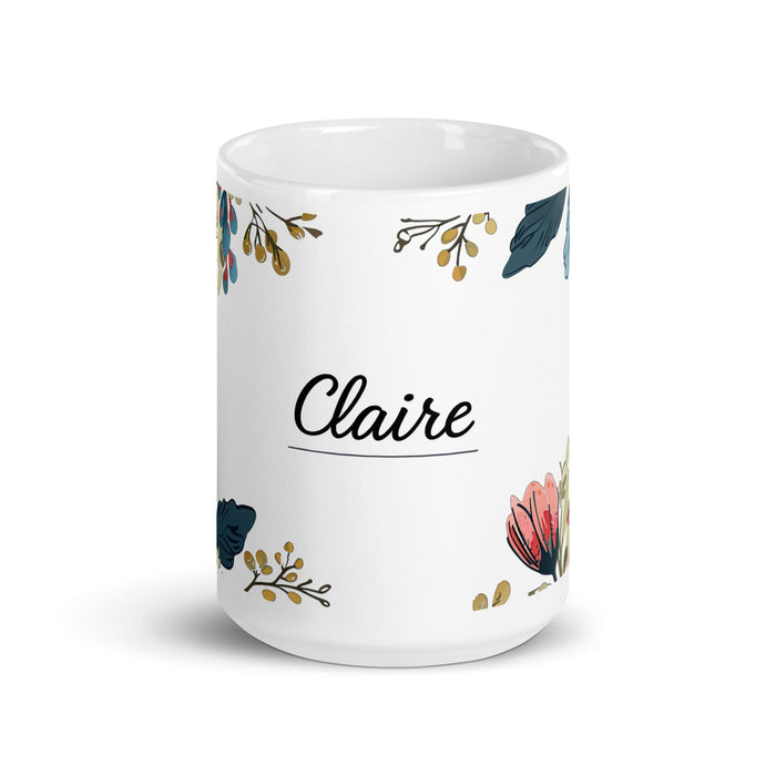 Claire Exclusive Name Art Piece Home Office Work Coffee Mug Mexican Spanish Pride Gift Cup One-Of-A-Kind Calligraphy White Glossy Mug | C28 Mexicada