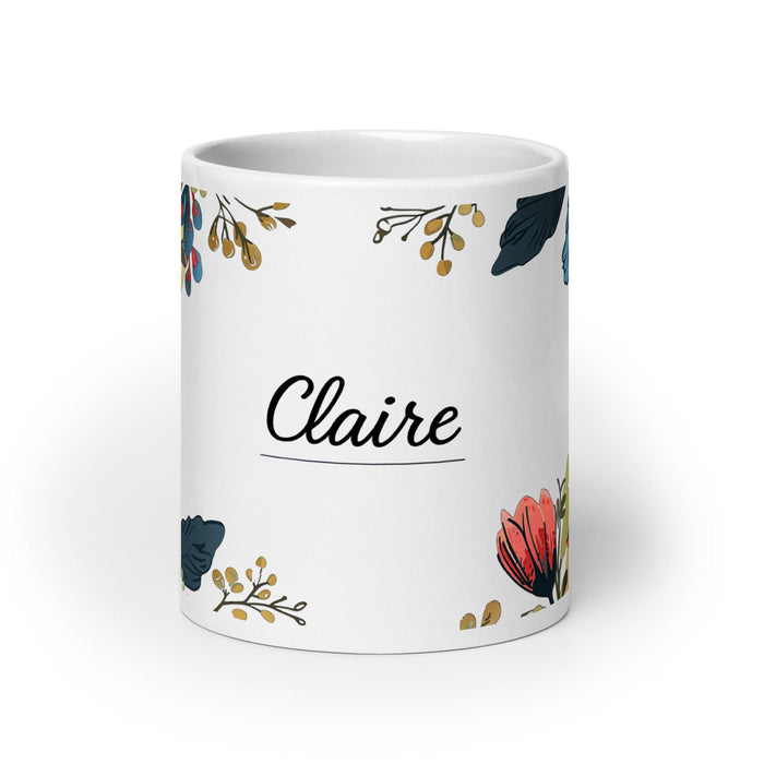 Claire Exclusive Name Art Piece Home Office Work Coffee Mug Mexican Spanish Pride Gift Cup One-Of-A-Kind Calligraphy White Glossy Mug | C28 Mexicada