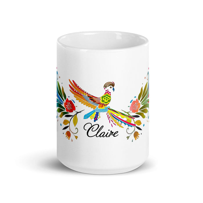 Claire Exclusive Name Art Piece Home Office Work Coffee Mug Mexican Spanish Pride Gift Cup One-Of-A-Kind Calligraphy White Glossy Mug | C29 Mexicada