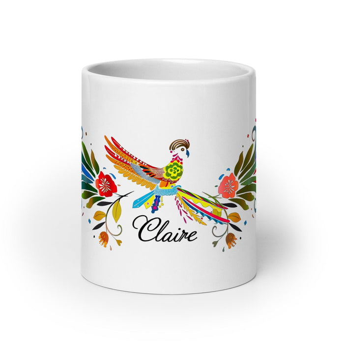 Claire Exclusive Name Art Piece Home Office Work Coffee Mug Mexican Spanish Pride Gift Cup One-Of-A-Kind Calligraphy White Glossy Mug | C29 Mexicada