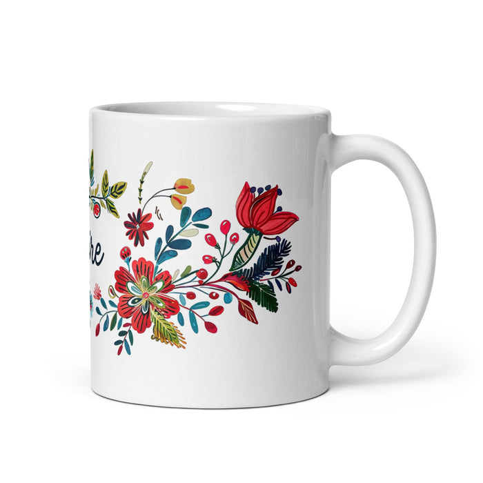 Claire Exclusive Name Art Piece Home Office Work Coffee Mug Mexican Spanish Pride Gift Cup One-Of-A-Kind Calligraphy White Glossy Mug | C3 Mexicada 11 oz