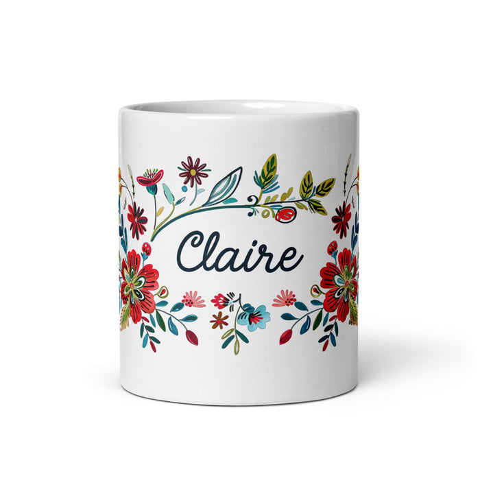 Claire Exclusive Name Art Piece Home Office Work Coffee Mug Mexican Spanish Pride Gift Cup One-Of-A-Kind Calligraphy White Glossy Mug | C3 Mexicada