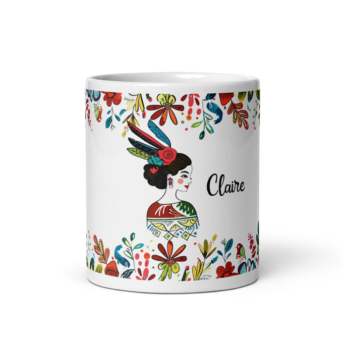 Claire Exclusive Name Art Piece Home Office Work Coffee Mug Mexican Spanish Pride Gift Cup One-Of-A-Kind Calligraphy White Glossy Mug | C30 Mexicada