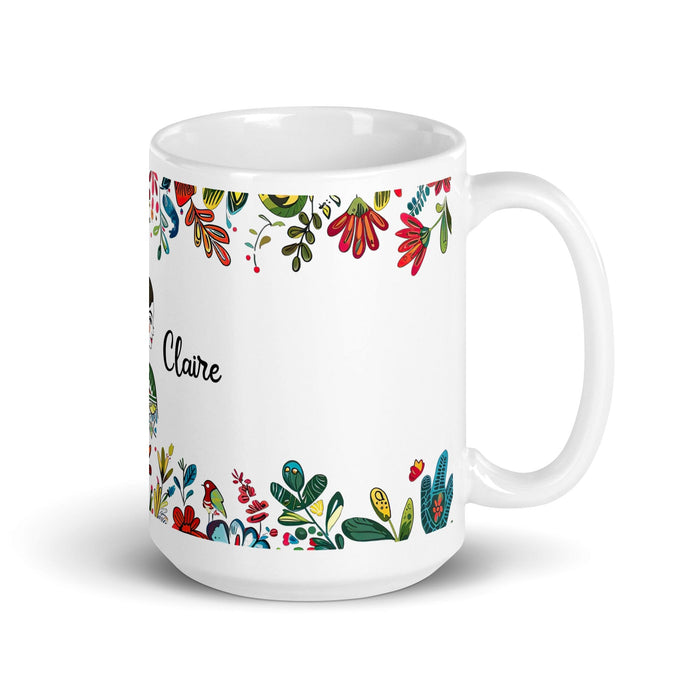 Claire Exclusive Name Art Piece Home Office Work Coffee Mug Mexican Spanish Pride Gift Cup One-Of-A-Kind Calligraphy White Glossy Mug | C31 Mexicada 15 oz