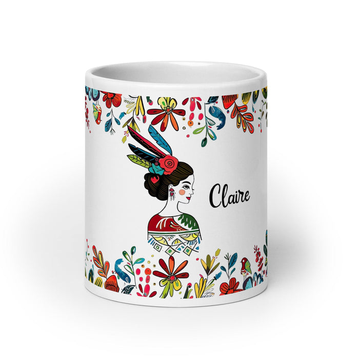 Claire Exclusive Name Art Piece Home Office Work Coffee Mug Mexican Spanish Pride Gift Cup One-Of-A-Kind Calligraphy White Glossy Mug | C31 Mexicada