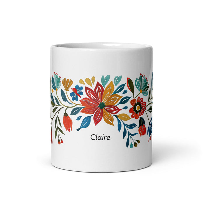 Claire Exclusive Name Art Piece Home Office Work Coffee Mug Mexican Spanish Pride Gift Cup One-Of-A-Kind Calligraphy White Glossy Mug | C32 Mexicada