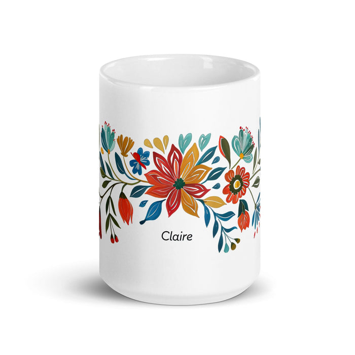 Claire Exclusive Name Art Piece Home Office Work Coffee Mug Mexican Spanish Pride Gift Cup One-Of-A-Kind Calligraphy White Glossy Mug | C32 Mexicada