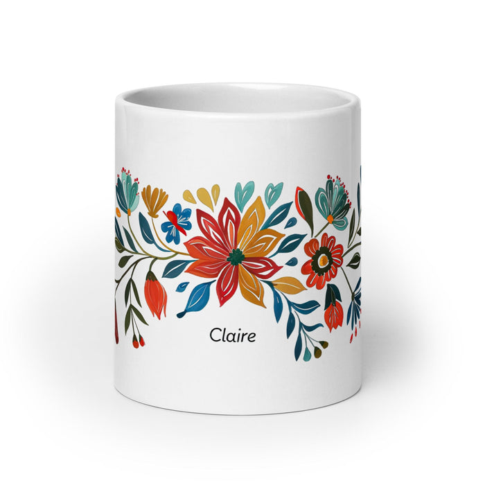 Claire Exclusive Name Art Piece Home Office Work Coffee Mug Mexican Spanish Pride Gift Cup One-Of-A-Kind Calligraphy White Glossy Mug | C32 Mexicada