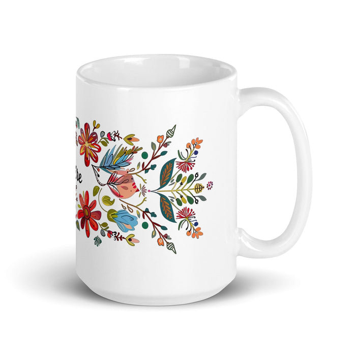 Claire Exclusive Name Art Piece Home Office Work Coffee Mug Mexican Spanish Pride Gift Cup One-Of-A-Kind Calligraphy White Glossy Mug | C4 Mexicada 15 oz